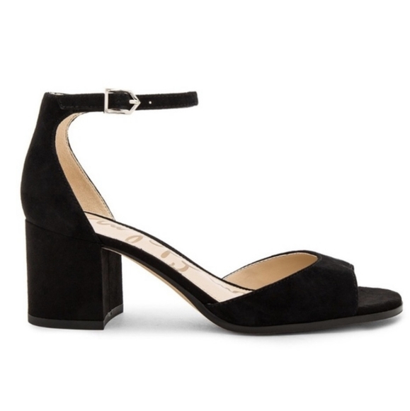 SAM EDELMAN Susie Black Suede Block Heel Sandals